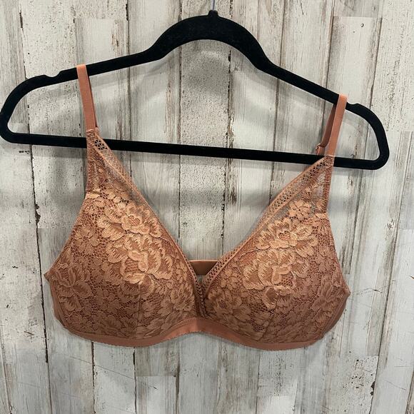 Knix Lace Deep V Bralette Take The Plunge Copper Womens Size XL Wireless - Picture 1 of 4